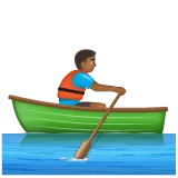 person rowing boat: medium-dark skin tone สำหรับแพลตฟอร์ม Whatsapp