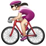 woman biking: light skin tone til Whatsapp platform
