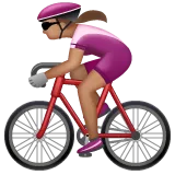 woman biking: medium skin tone til Whatsapp platform