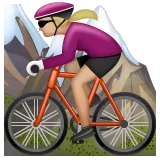 Whatsappプラットフォームのwoman mountain biking: medium-light skin tone