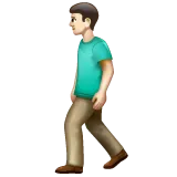 man walking: light skin tone for Whatsapp platform