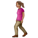 woman walking: medium skin tone สำหรับแพลตฟอร์ม Whatsapp