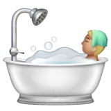 person taking bath: medium-light skin tone untuk platform Whatsapp