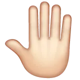 raised back of hand: light skin tone สำหรับแพลตฟอร์ม Whatsapp