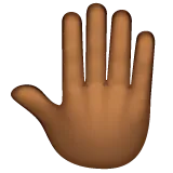 raised back of hand: medium-dark skin tone สำหรับแพลตฟอร์ม Whatsapp
