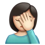 woman facepalming: light skin tone til Whatsapp platform