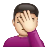 man facepalming: light skin tone per la piattaforma Whatsapp