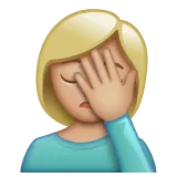 Whatsapp 플랫폼을 위한 woman facepalming: medium-light skin tone