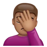 man facepalming: medium skin tone für Whatsapp Plattform