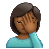 woman facepalming: medium-dark skin tone per la piattaforma Whatsapp