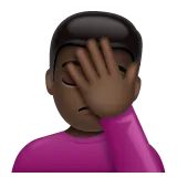 person facepalming: dark skin tone per la piattaforma Whatsapp
