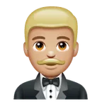 man in tuxedo: medium-light skin tone for Whatsapp platform