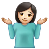 woman shrugging: light skin tone per la piattaforma Whatsapp