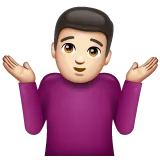 man shrugging: light skin tone untuk platform Whatsapp