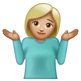 person shrugging: medium-light skin tone สำหรับแพลตฟอร์ม Whatsapp