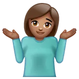 Whatsappプラットフォームのwoman shrugging: medium skin tone
