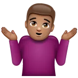 man shrugging: medium skin tone für Whatsapp Plattform