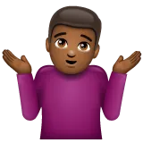 man shrugging: medium-dark skin tone til Whatsapp platform