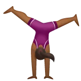 woman cartwheeling: medium-dark skin tone for Whatsapp platform