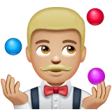 man juggling: medium-light skin tone for Whatsapp platform