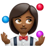 Whatsapp platformu için woman juggling: medium-dark skin tone