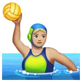 woman playing water polo: medium-light skin tone voor Whatsapp platform