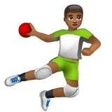 person playing handball: medium-dark skin tone สำหรับแพลตฟอร์ม Whatsapp
