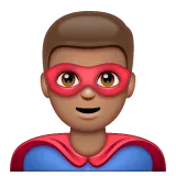 man superhero: medium skin tone pour la plateforme Whatsapp