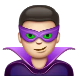 man supervillain: light skin tone for Whatsapp platform