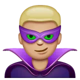 man supervillain: medium-light skin tone สำหรับแพลตฟอร์ม Whatsapp