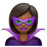 Whatsapp cho nền tảng woman supervillain: medium-dark skin tone