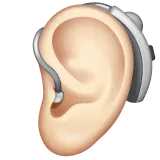 Whatsapp 플랫폼을 위한 ear with hearing aid: light skin tone