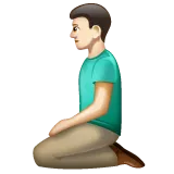 man kneeling: light skin tone untuk platform Whatsapp