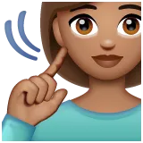 deaf woman: medium skin tone pentru platforma Whatsapp