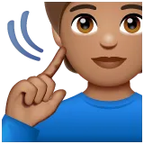 deaf person: medium skin tone untuk platform Whatsapp