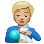 person feeding baby: medium-light skin tone สำหรับแพลตฟอร์ม Whatsapp