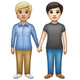 people holding hands: medium-light skin tone, light skin tone для платформи Whatsapp