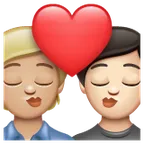 kiss: person, person, medium-light skin tone, light skin tone لمنصة Whatsapp