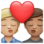 kiss: person, person, medium-light skin tone, medium skin tone для платформи Whatsapp