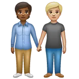 people holding hands: medium-dark skin tone, medium-light skin tone pentru platforma Whatsapp