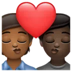 Whatsapp platformu için kiss: person, person, medium-dark skin tone, dark skin tone