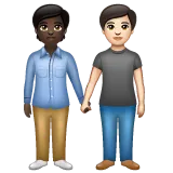people holding hands: dark skin tone, light skin tone para la plataforma Whatsapp