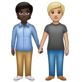 people holding hands: dark skin tone, medium-light skin tone pentru platforma Whatsapp