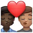 kiss: person, person, dark skin tone, medium skin tone لمنصة Whatsapp