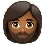 woman: medium-dark skin tone, beard for Whatsapp-plattformen