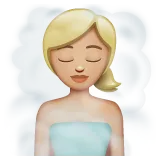 woman in steamy room: medium-light skin tone for Whatsapp platform