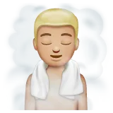 man in steamy room: medium-light skin tone for Whatsapp platform