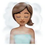 woman in steamy room: medium skin tone สำหรับแพลตฟอร์ม Whatsapp