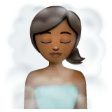 woman in steamy room: medium-dark skin tone لمنصة Whatsapp