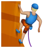 man climbing: medium-light skin tone til Whatsapp platform